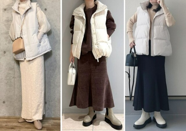 ダウンベスト 白 M 上質 ダウン90 ダウンベスト 白 配色裏地 ジップ